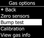 Menu - Hoofd - Gas Opties - Bump Test